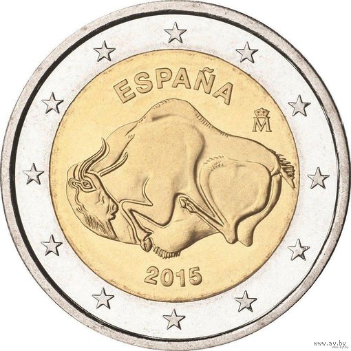 2 евро 2015 Испания Пещера Альтамира UNC из ролла
