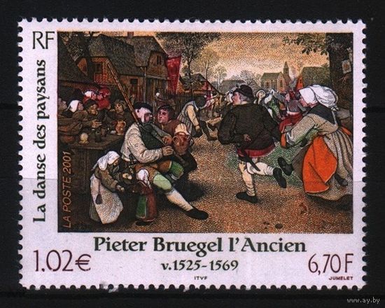 2001 Франция живопись Питер Брейгель Старший (1525-1569) "Танец на горошине" Mi-3509 1х-м**