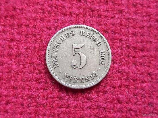 Германия 5 пфеннигов 1905 г. G Редкая!!!