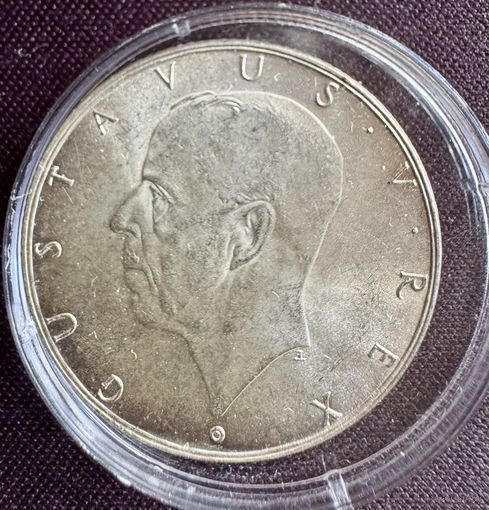 2 кроны Швеция Король  Густав 5 1938г 300 лет поселению Делавер