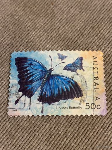 Австралия 2003. Бабочки. Ulysses butterfly. Марка из серии