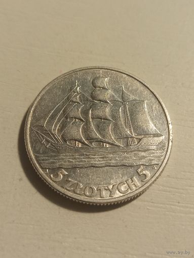 5 злотых 1936 (кораблик)