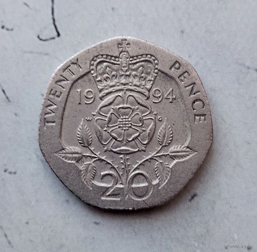 20 пенсов 1994 года Великобритания. Королева Елизавета 2.