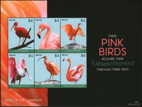 2015 Невис 3036-3041KL Птицы - Фламинго 22,00 евро
