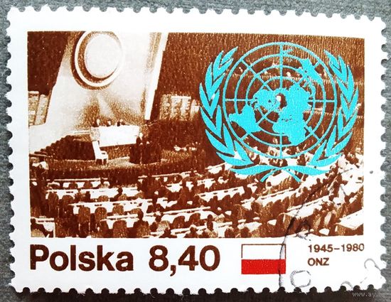 Марка Польша 1980 год 35 лет ООН