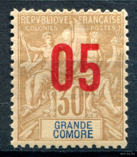 Французские колонии - Мадагаскар - 1912г. - аллегория, надпечатка на марках Гранд-Комор, 05 на 30 с - 1 марка - MH [Mi 106]. #3-WB-87-A-1