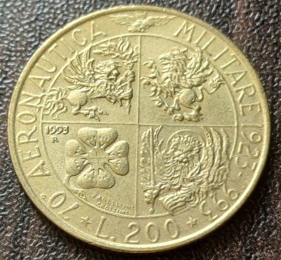 Италия 200 лир, 1993 70 лет военной авиации   ( 1-12-6 )