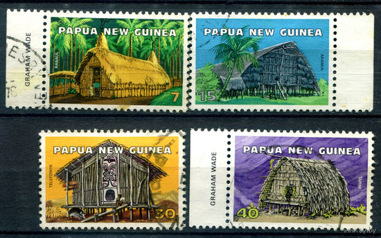 Папуа Новая Гвинея - 1976г. - архитектура, хижины - 4 марки - полная серия, гашёные [Mi 306-309]. #3-WB-102-A-1