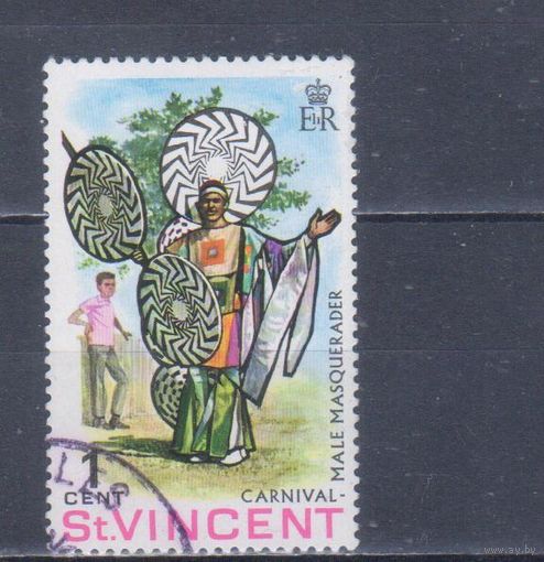 [820] Сент-Винсент 1969. Культура и быт.Карнавал.Костюм. Гашеная марка.