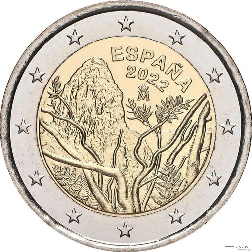 2 евро 2022 Испания Национальный парк Гарахонай UNC из ролла