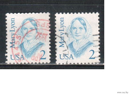 США-1987, (Мих.1869 х+у), гаш., Стандарт, Личности, Педагог (одиночка), 2 типа бумаги(2)