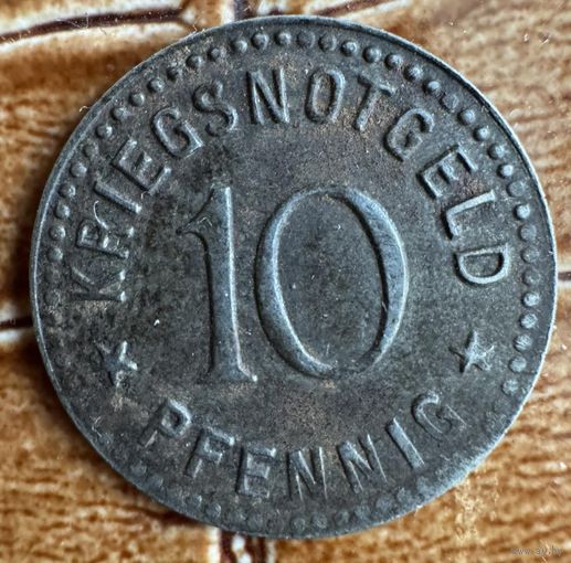 Монета 10 пфеннигов 1917 год. Берлебург. Веймарская республика.