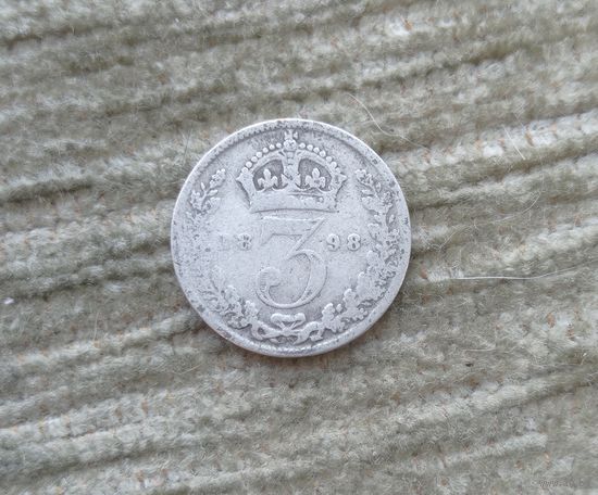 Werty71 Великобритания 3 пенса 1898 Виктория серебро