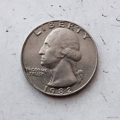 1/4 доллара (квотер) 1982(Р) года США.