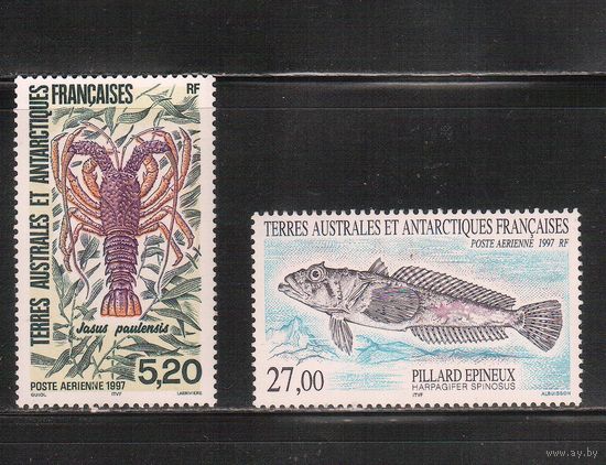 Французские Антарктические Территории-1997(Мих.357-358) , ** , Морская Фауна,Рыбы, Раки