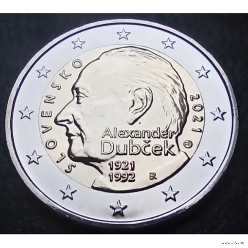 Словакия 2 евро, 2021 100 лет со дня рождения Александра Дубчека UNC