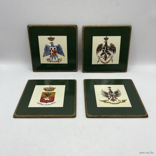 Набор антикварных подставок под чашки и бокалы, 4 шт. Италия. Арт 3545