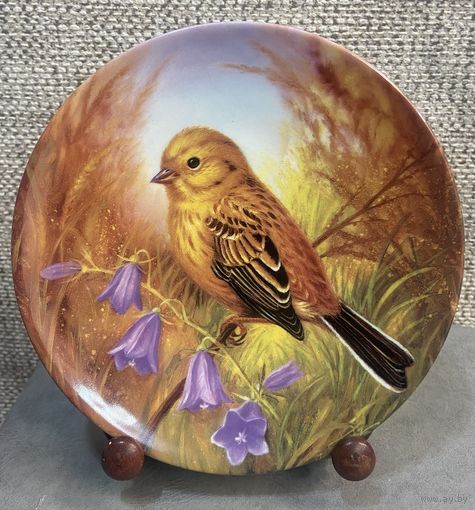 Декоративная настенная тарелка Reichenbach. Обыкновенная овсянка на лугу. Из серии Мгновения природы. Германия. 1997 год. 19.5 см.