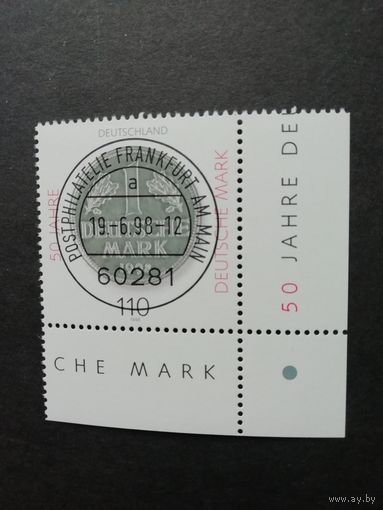 Германия. 1998 Марка "50 лет немецкой марке" (гашеная с клеем) Mi.1996 каталог 1.20 евро