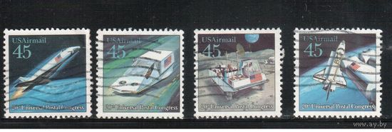 США-1989, (Мих.2068-2071),   гаш. ,Почтовый конгресс, Космос(полная серия)