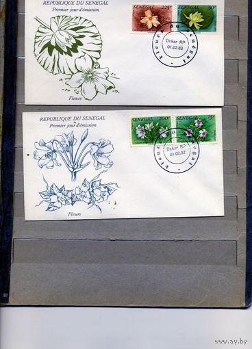 КОНВЕРТ СЕНЕГАЛ   2 шт,  ЦВЕТЫ, КПД, 1982   марки Mi 755-758