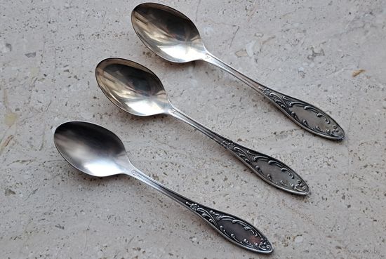 Ложка чайная мельхиор мельхиоровая 3 штуки СССР 14 см.