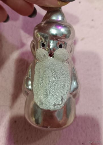 Ёлочная игрушка, стекло, дед мороз