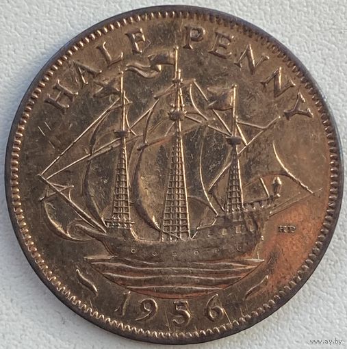 Великобритания 1/2 пенни 1956 г.