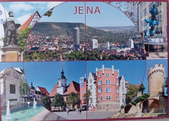А-1. Подписанная открытка прошедшая почту. Германия. Jena. Виды города.
