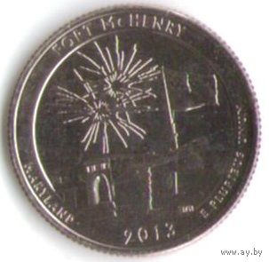 25 центов 2013 г. Парк=19 Национальный мемориал Форд Мак-Генри Мэриленд Двор D _UNC