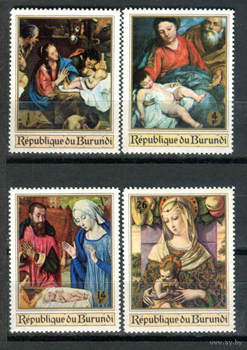 Бурунди - 1967г. - Рождество, картины - 4 марки - полная серия, MNH, 1 марка с лёгким пожелтением клея [Mi 382 A - 385 A]. #3-Bu-Z-1-23