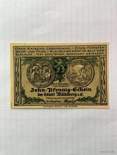 10 пфенигов (нотгельды) г. Германия Мюльберг-1402