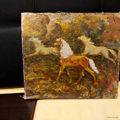 Картина СССР. Лагун Владимир Андреевич 1922-2004г (член С/Х БССР) Холст масло.Р(27-31см)50е годы