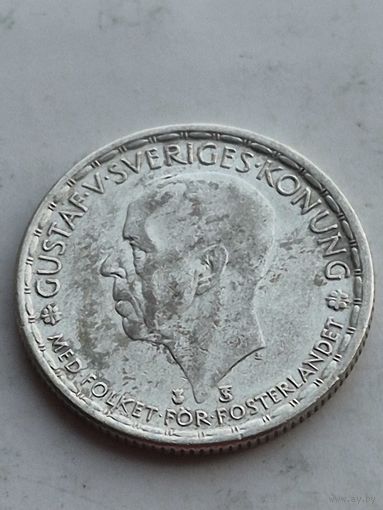1 крона 1948 года Швеция. Серебро 400. Монета не чищена. 45185