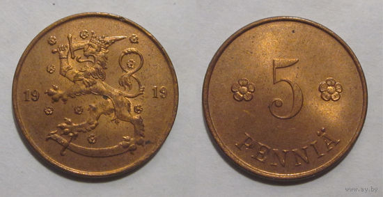 5 пенни 1919 UNC