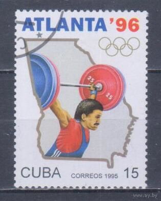 [638] Куба 1995. Спорт.Летние Олимпийские игры.Тяжелая атлетика. Гашеная марка.