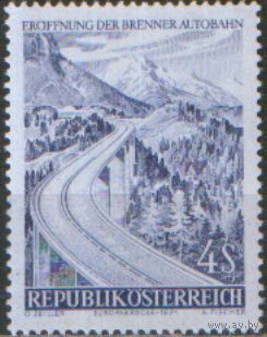 Полная серия из 1 марки 1971г. Австрия "Открытие автомагистрали Бреннер" MNH