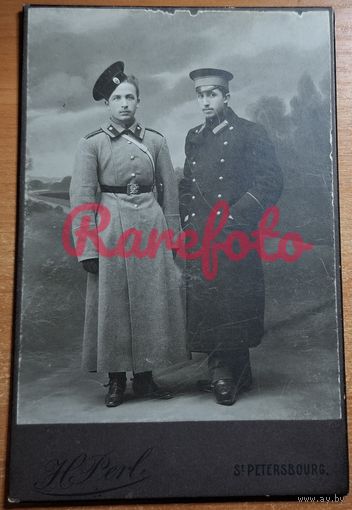 1909 Кабинет портрет СПБ артилерист поручик Славянов Георгий Тихонович (погиб от тяжелого ранения в ПМВ, ордена в описании) с братом студийное фото Архив Славяновых фотограф Г.М. Перл