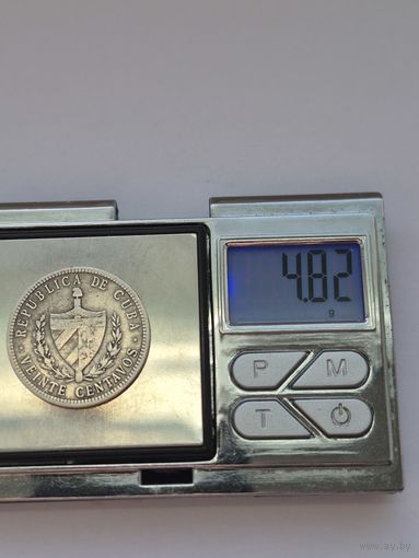 20 сентаво Куба 1915 года (Республика Куба (1915 - 1961). Серебро 900 пробы. Sm45455.