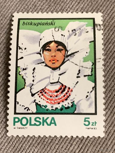 Польша 1983. Традиционные наряды. Biskupianski. Марка из серии