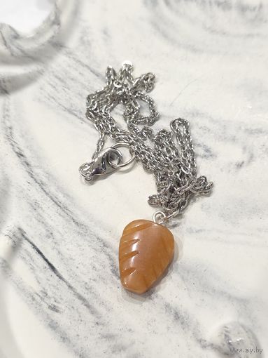 Лот С 1 РУБЛЯ! много лотов без МЦ! Кулон из натурального камня с цепочкой Бублик - Пейзажная Яшма