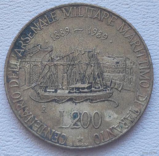 Италия 200 лир 1989