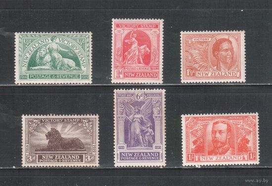 Новая Зеландия-1920,(Мих.155-160)  * ,  Виктория, Король, Фауна, Лев(полная серия)