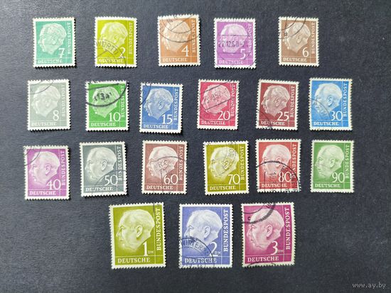 Германия 1954. Профессор, доктор Теодор Хойс (1884-1963), 1-й президент Германии. Полная серия