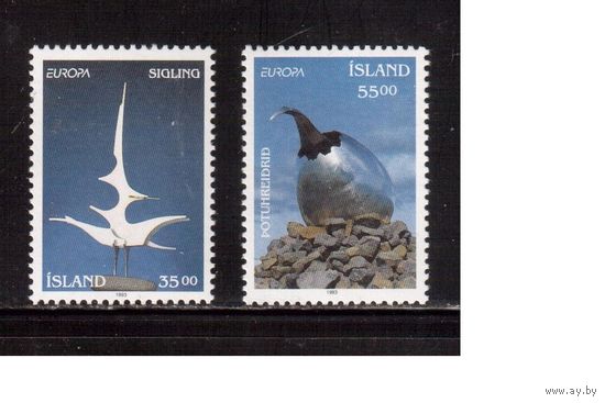 Исландия-1993,(Мих.786-787) ** , Искусство,Современная скульптура(полная серия)