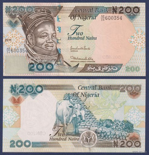Нигерия, 200 найра 2011 г, P-29j (AE, политик Ахмаду Белло, быки), UNC