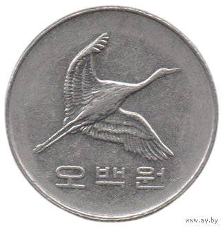 Республика Корея ( Южная Корея ). 500 вон 2000. Фауна. Маньчжурский журавль.