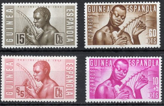 Испанская Гвинея 1953. Туземцы. Музыка. 4 марки 286-89