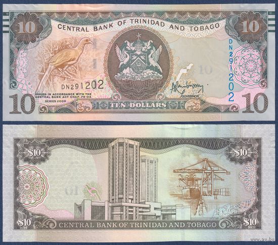 Тринидад и Тобаго, 10 долларов 2006 г., P-57a (DN, краснохвостая чачалака), UNC