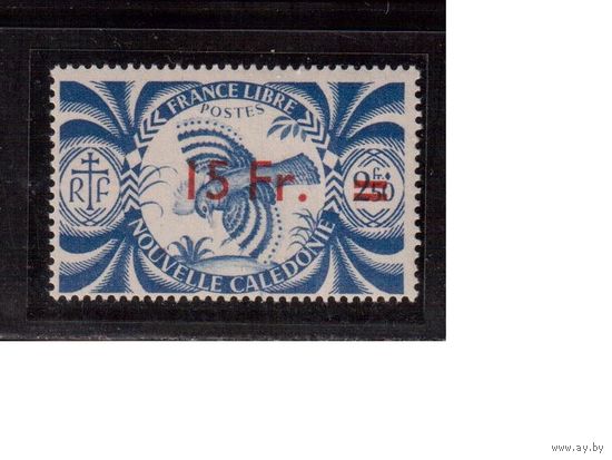 Новая Каледония-1945, Французские колонии,(Мих.316) **, Надп., Стандарт, Фауна, Птица Кагу